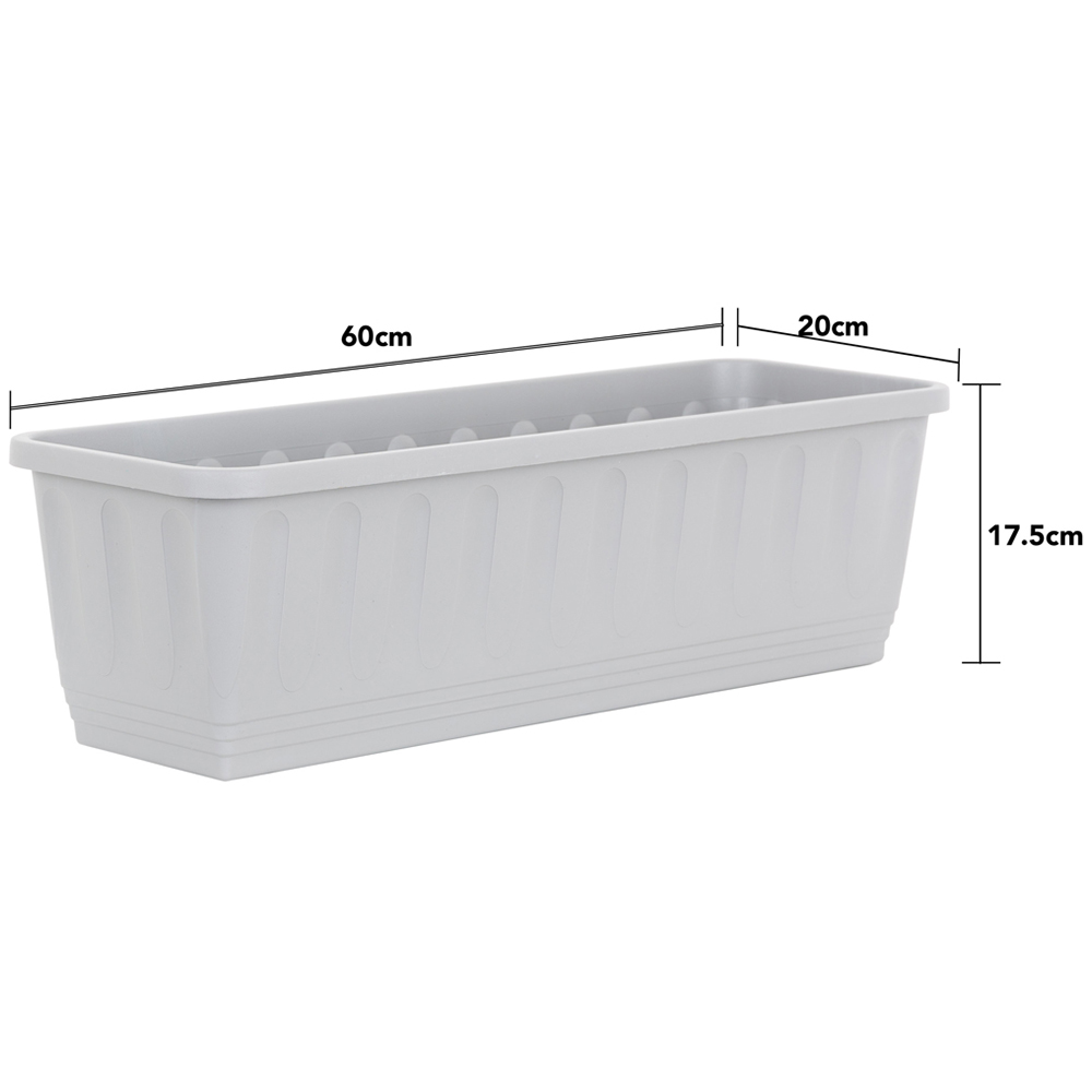 Wham Etruscan Soft Grey Rectangular Recycled Plastic Trough 60cm 2 Pack Image 4