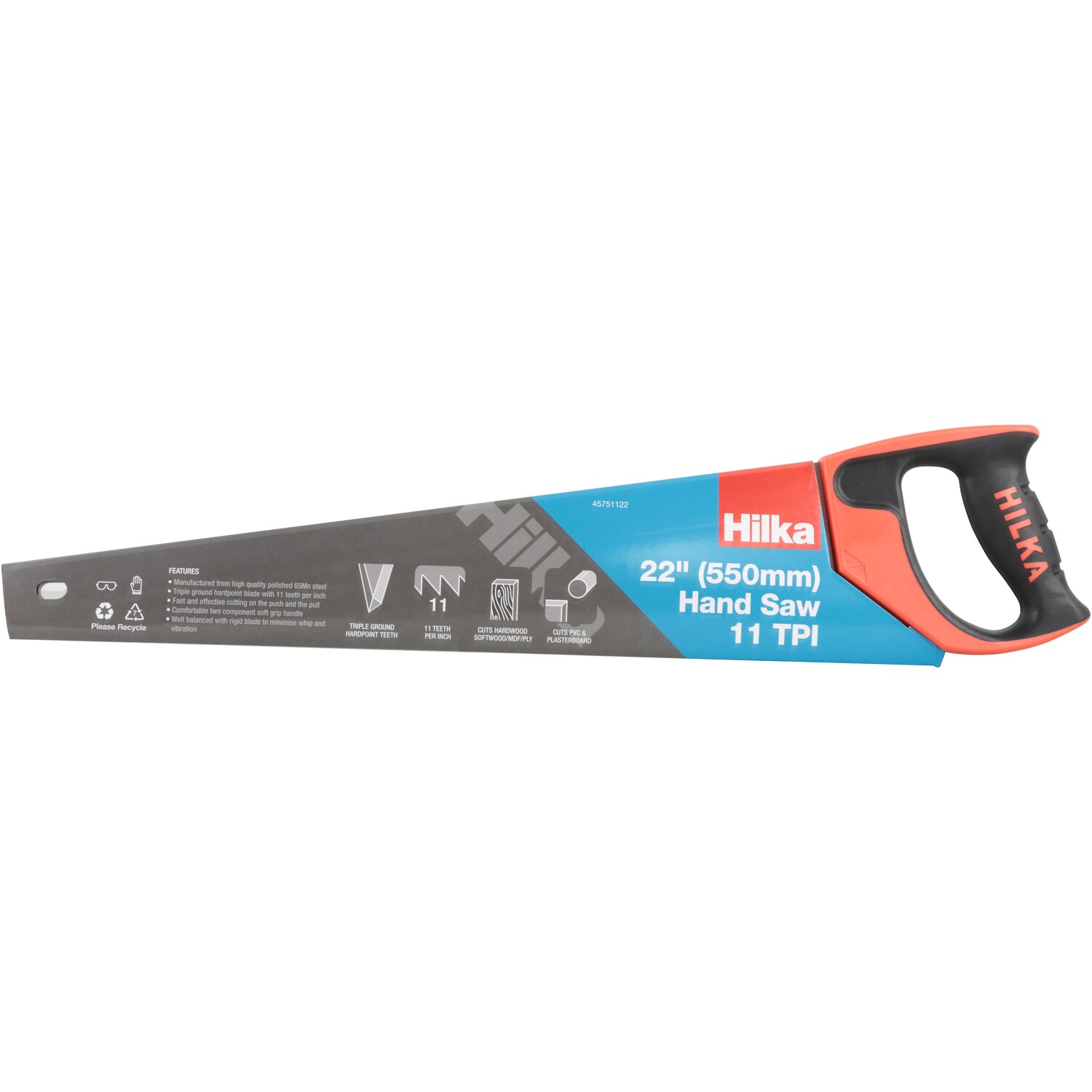Hilka 11 TPI Soft Grip Handsaw Silver Image 1
