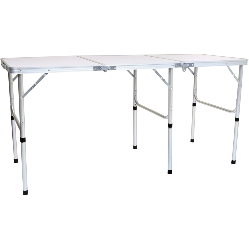 Charles Bentley Odyssey White Triple Foldable Picnic Table Image 2