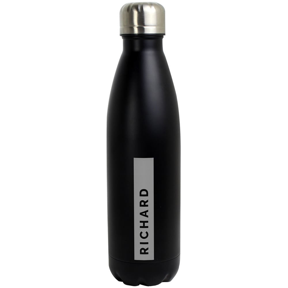 Personalised Memento Rectangle Black Metal Insulated Drinks Bottle Image 1