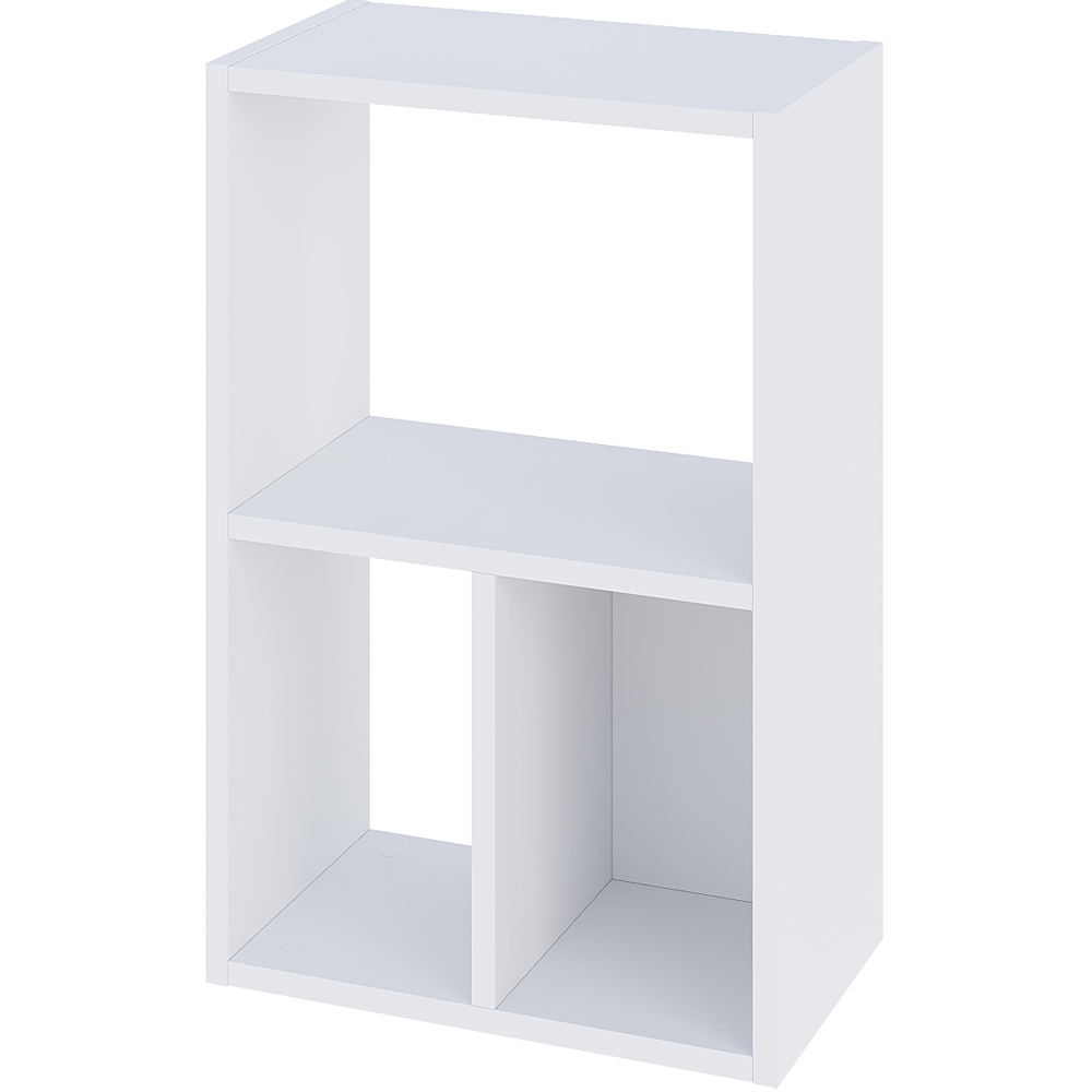 Decortie Combayn 3 Shelf White Low Freestanding Bookcase Image 2