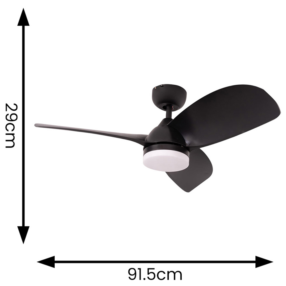 ValueLights Matt Black Ceiling Fan with LED Light and Remote 36 inch Image 9
