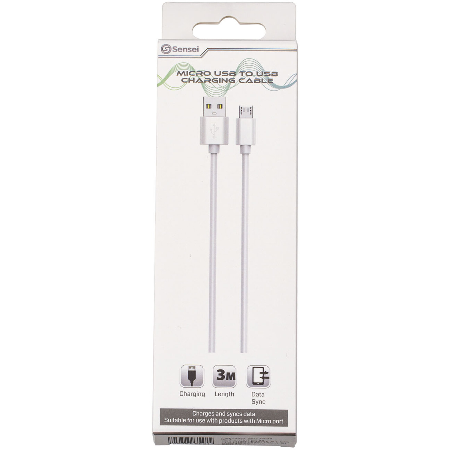 Micro USB to USB Charging Cable - White Image 1