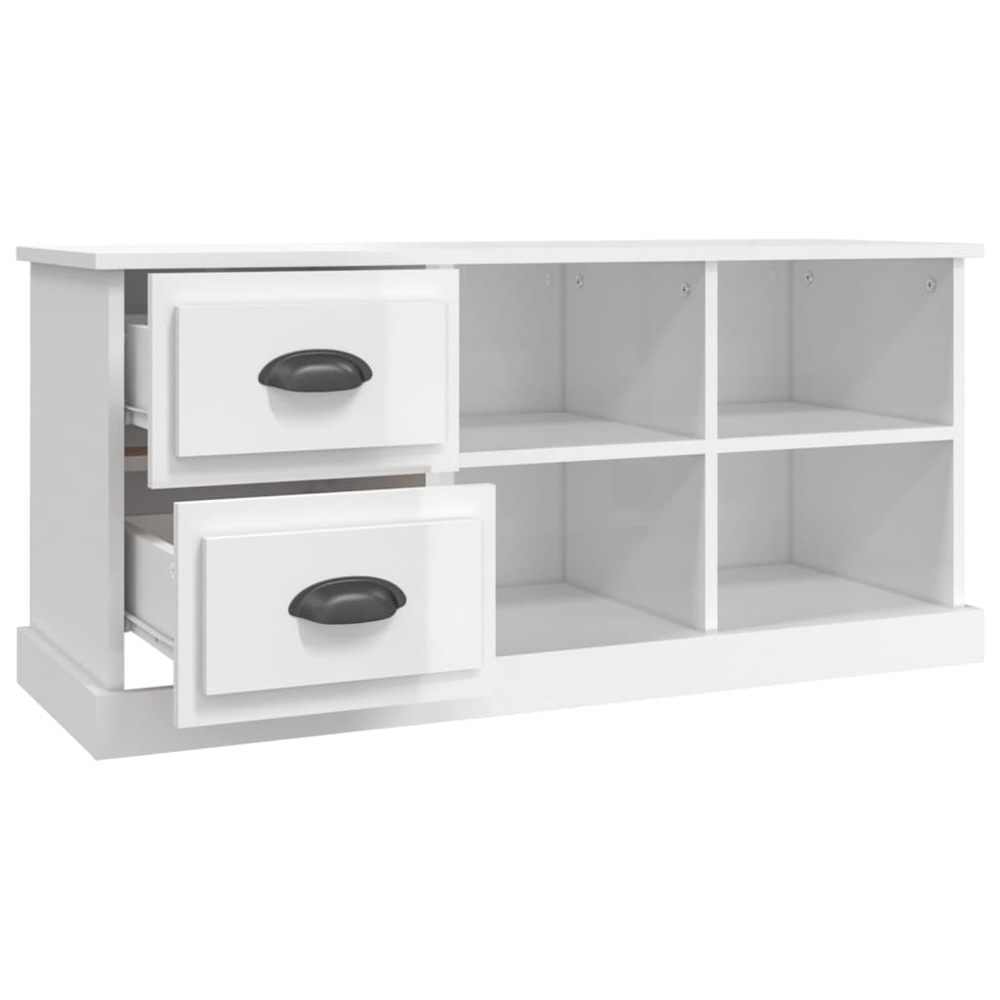 vidaXL 2 Drawer 4 Shelf High Gloss White TV Cabinet Image 5