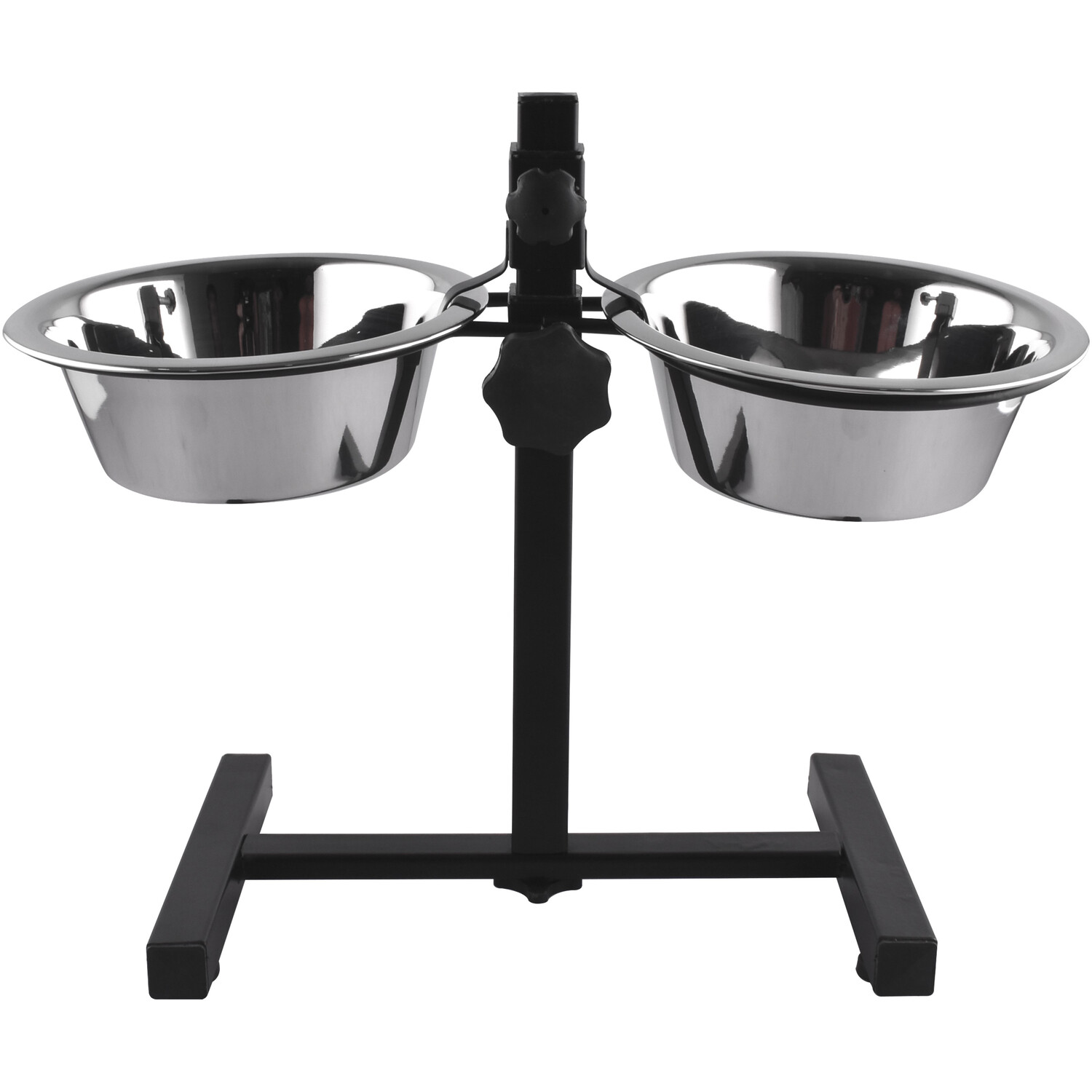 Stainless Steel Double Bowl Raised Feeder Silver and Black Image