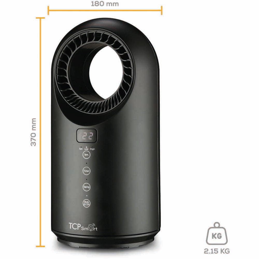 TCP Black Smart Wi-Fi Heating and Cooling Fan 1500W Image 8
