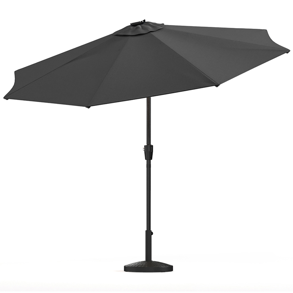 Living and Home Dark Grey Solar LED Crank and Tilt Parasol with Resin Woven Base 3m Image 3