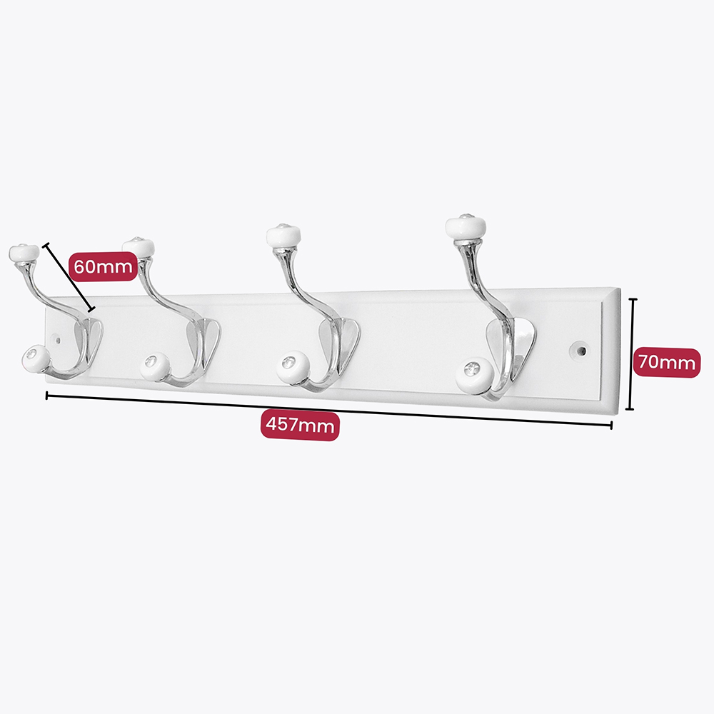 Headbourne White and Ceramic 4 Hook Coat Rail Image 5