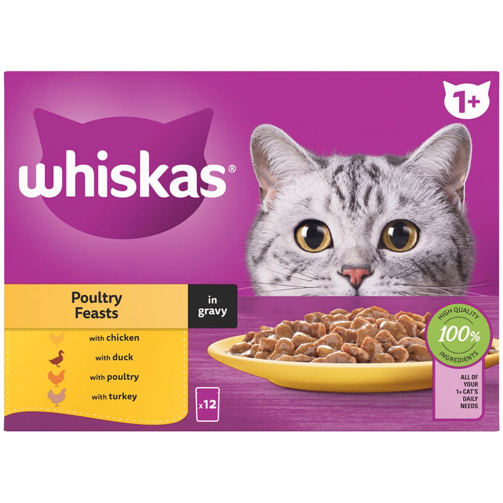 Whiskas Poultry Selection in Gravy Adult Wet Cat Food Pouches 85g Case of 4 x 12 Pack Image 5