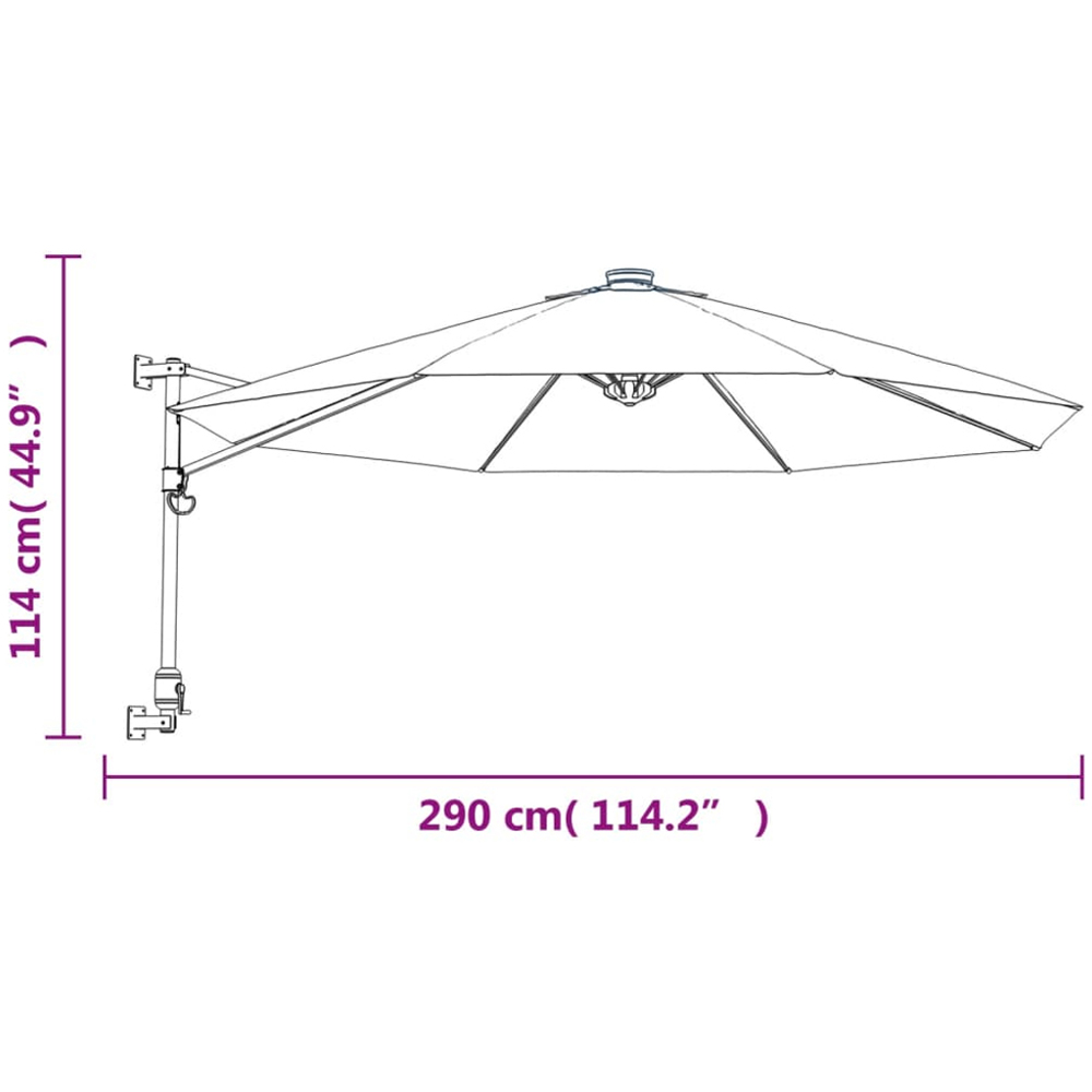 vidaXL Blue Wall Mounted Parasol 2.9m Image 6