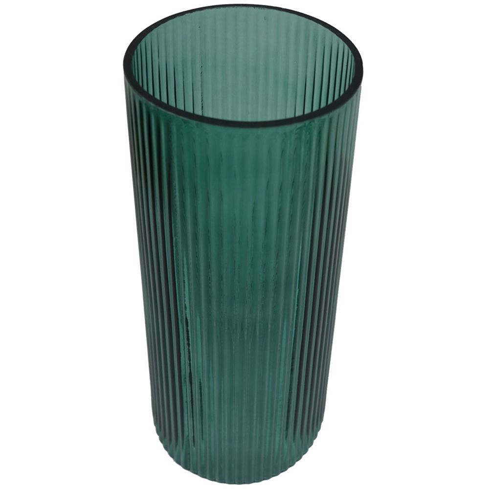 Leaf Green Ridged Glass Vase 28cm Image 2