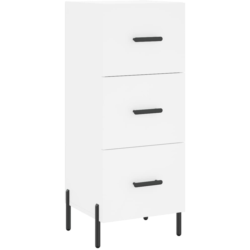 vidaXL Single Door 3 Drawer White Highboard with Metal Legs Image 5