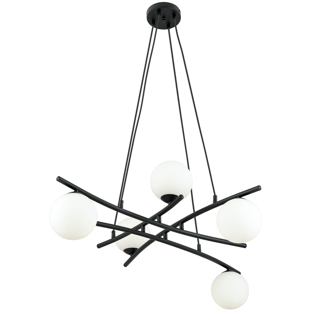 Emibig Essa 5 Light White Shade Black E14 Ceiling Pendant Light Image 1