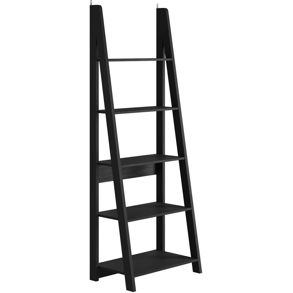 Tiva 5 Shelf Black Ladder Bookcase Image 2