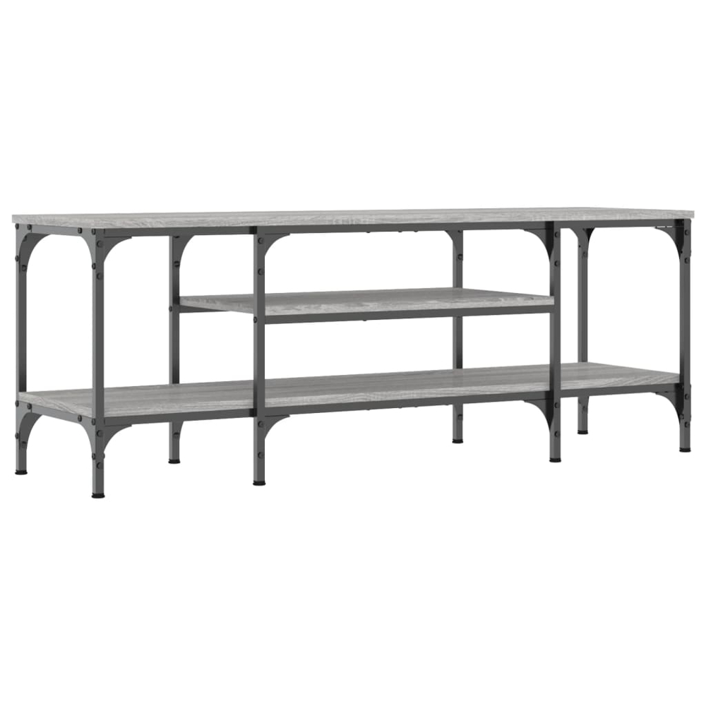 vidaXL 2 Shelf Grey Sonoma Wood and Steel TV Cabinet Image 2