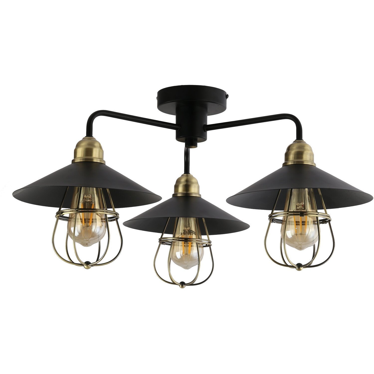 Dylan 3 Arm Ceiling Fitting Black Image 3
