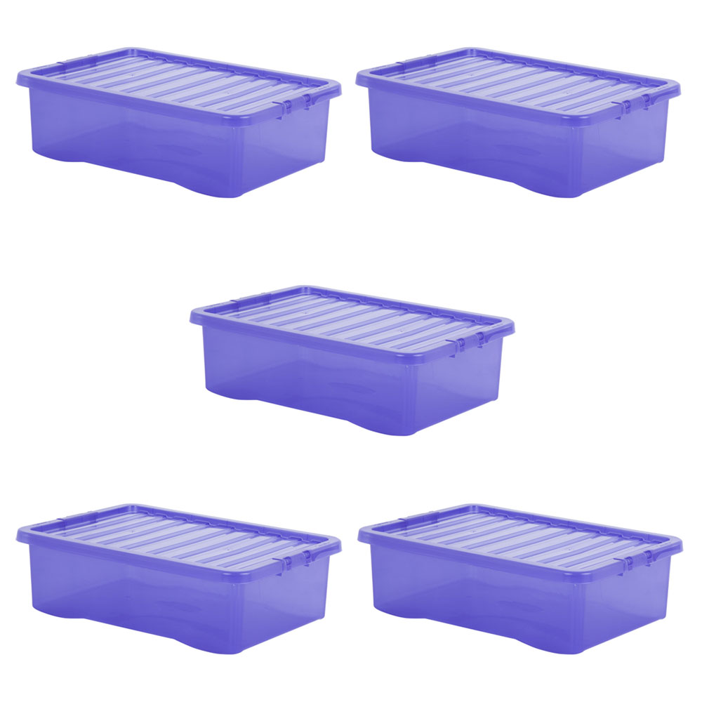 Wham 32L Blue Crystal Storage Box and Lid 5 Pack Image 1