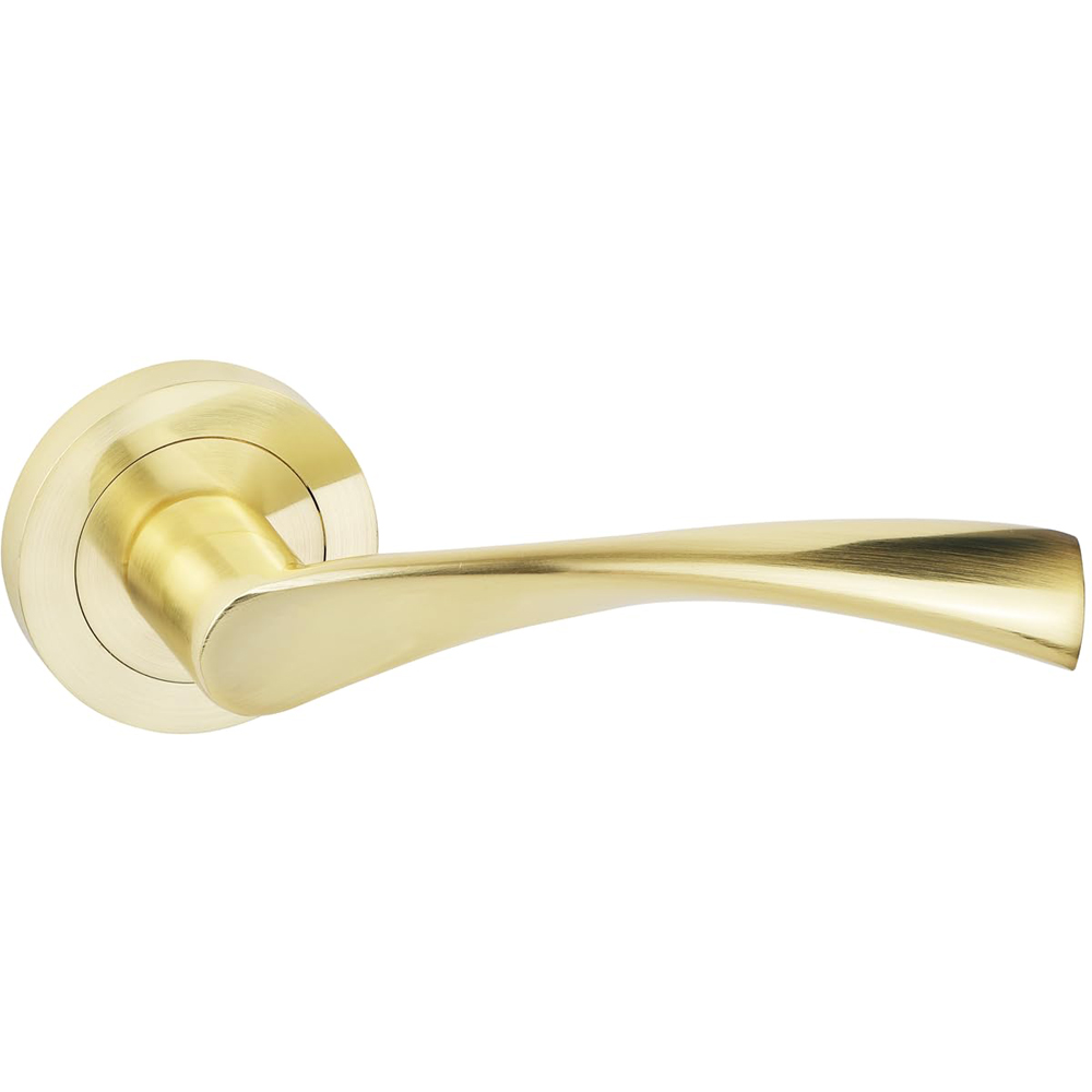 Golden Grace Satin Brass Astrid Door Handle with Escutcheon and Mortise Lock Image 3