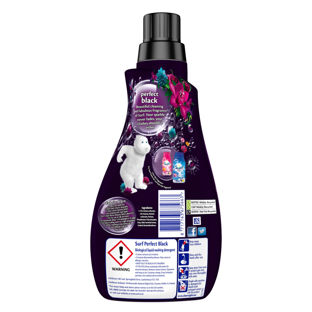 Surf Perfect Black Midnight Orchid and Lily Concentrated Liquid Detergent 25 Washes 805ml Image 2