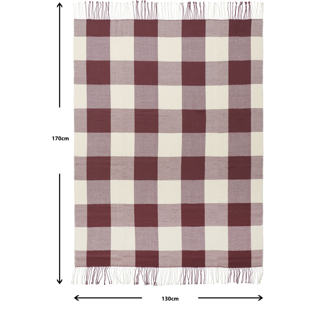 Wilko Natural and Burgundy Woven Check Throw 130 x 170cm Image 3