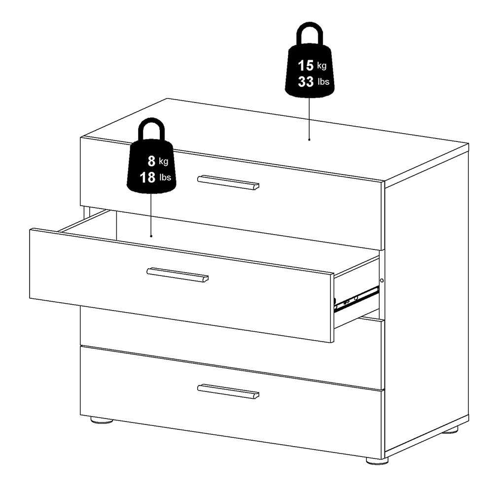 Florence 4 Drawer White Chest of Drawers Image 7