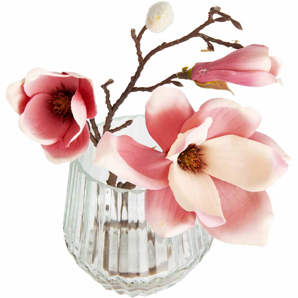 Wilko Pink Blossom Stem in Glass Vase Image 2