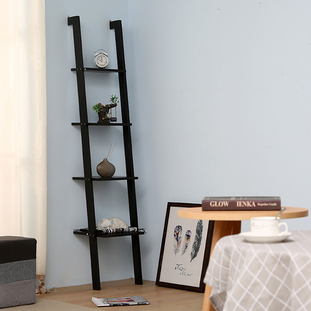 Living and Home 4 Tier Black Wall Hanging Ladder Shelf Image 6
