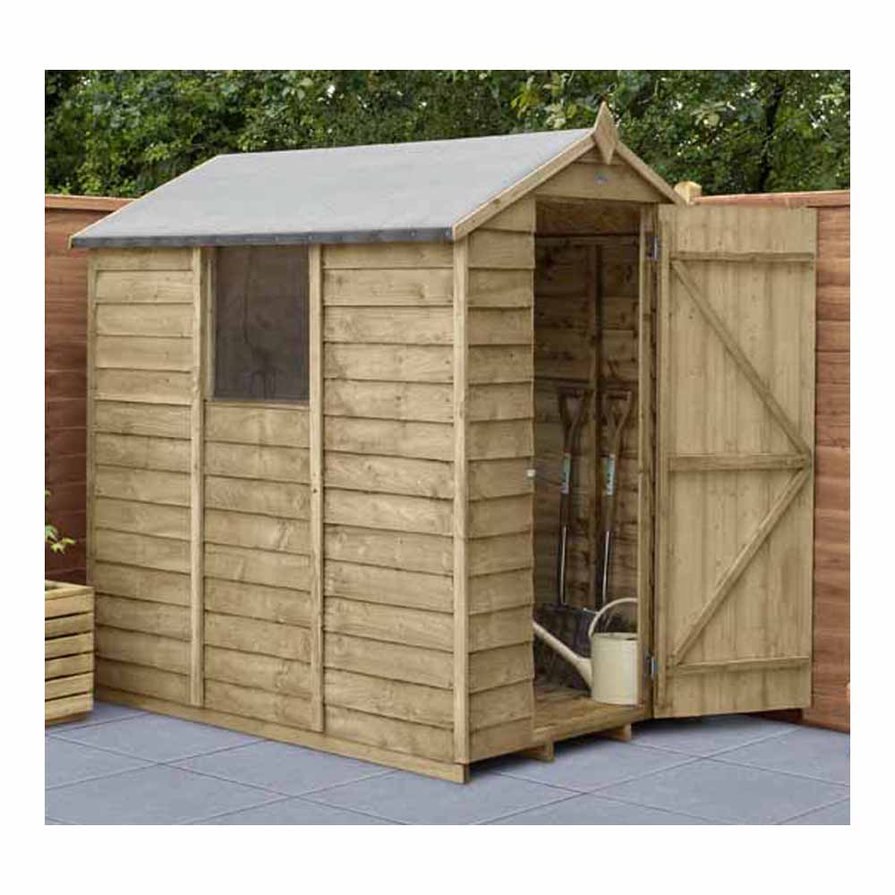 Forest Garden 6 x 4ft Overlap Pressure Treated Apex Shed with Window Image 2