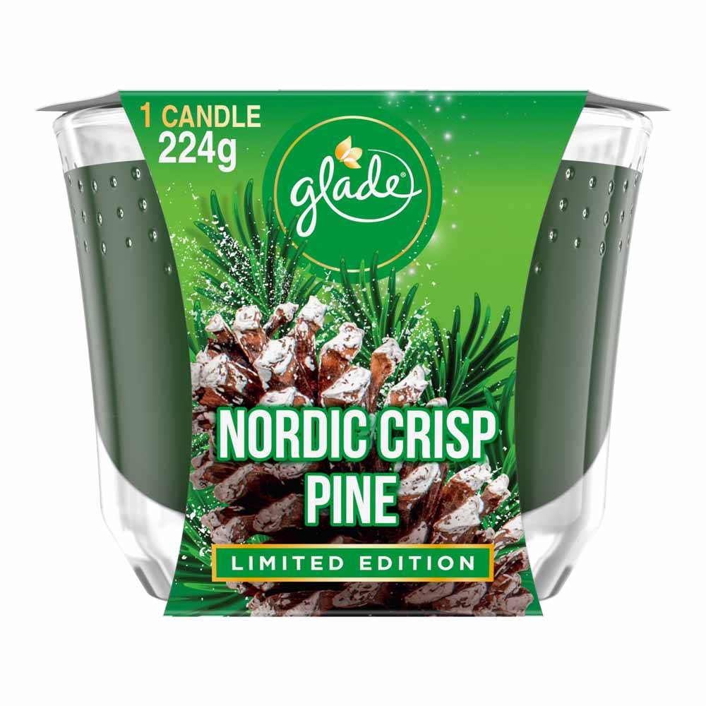 Glade Large Candle Nordic Crisp Pine Air Freshener 224g Image 1