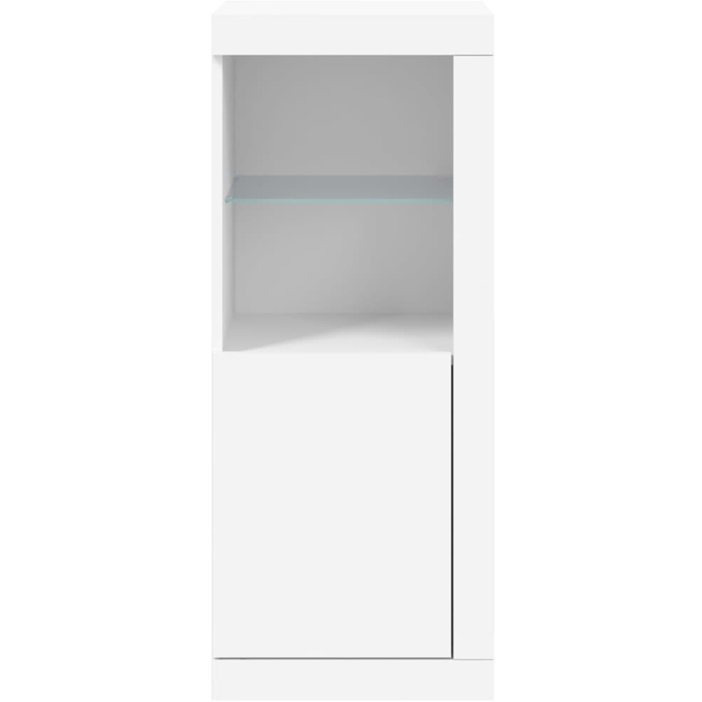 vidaXL Single Door 2 Shelf White LED Sideboard Image 6