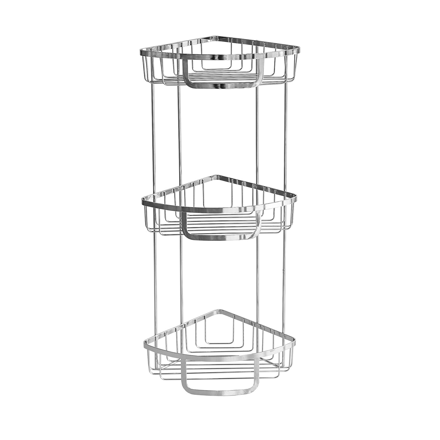 Harrow 3 Tier Freestanding Corner Basket - Silver Image 2