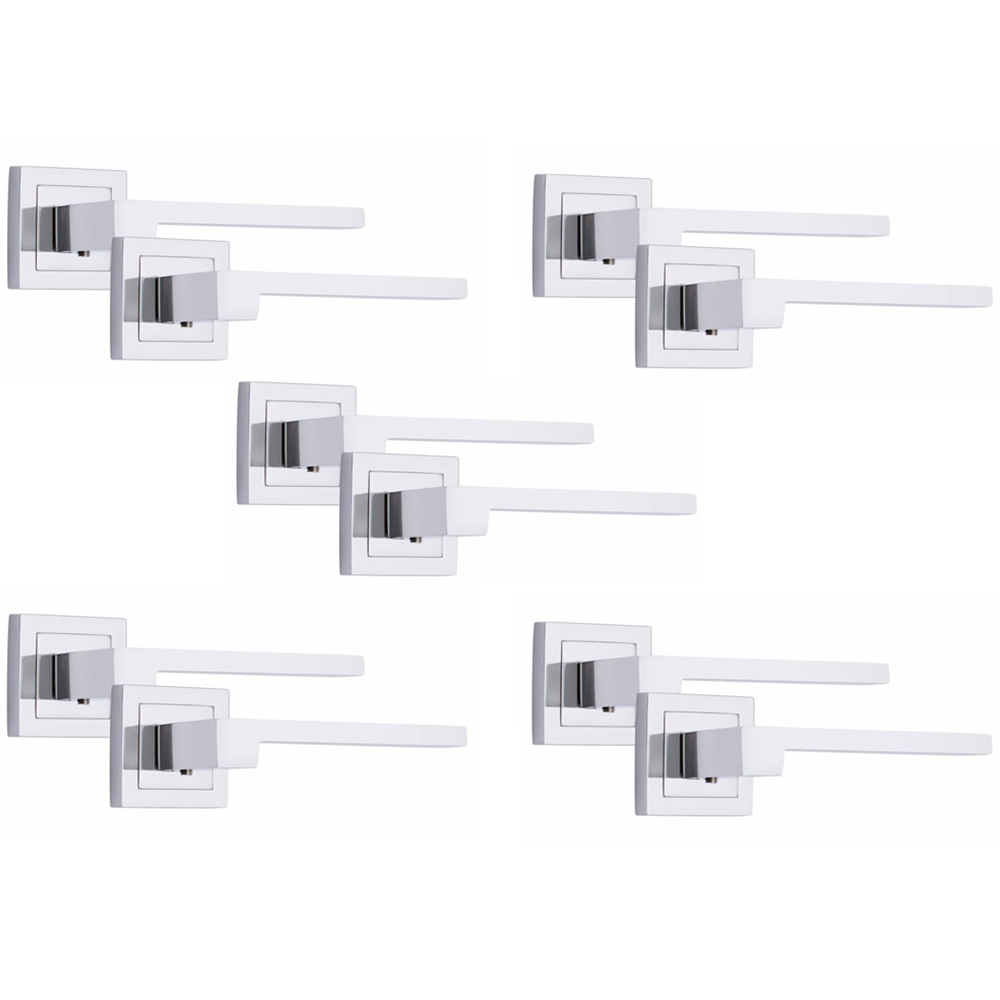 Golden Grace Polished Chrome Zeta Door Handle Set 5 Pack Image 1