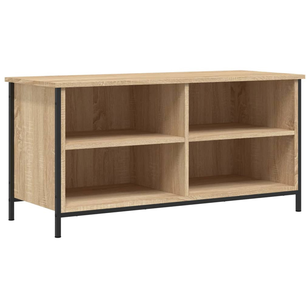 vidaXL 4 Open Shelf Sonoma Oak and Black TV Cabinet Image 2