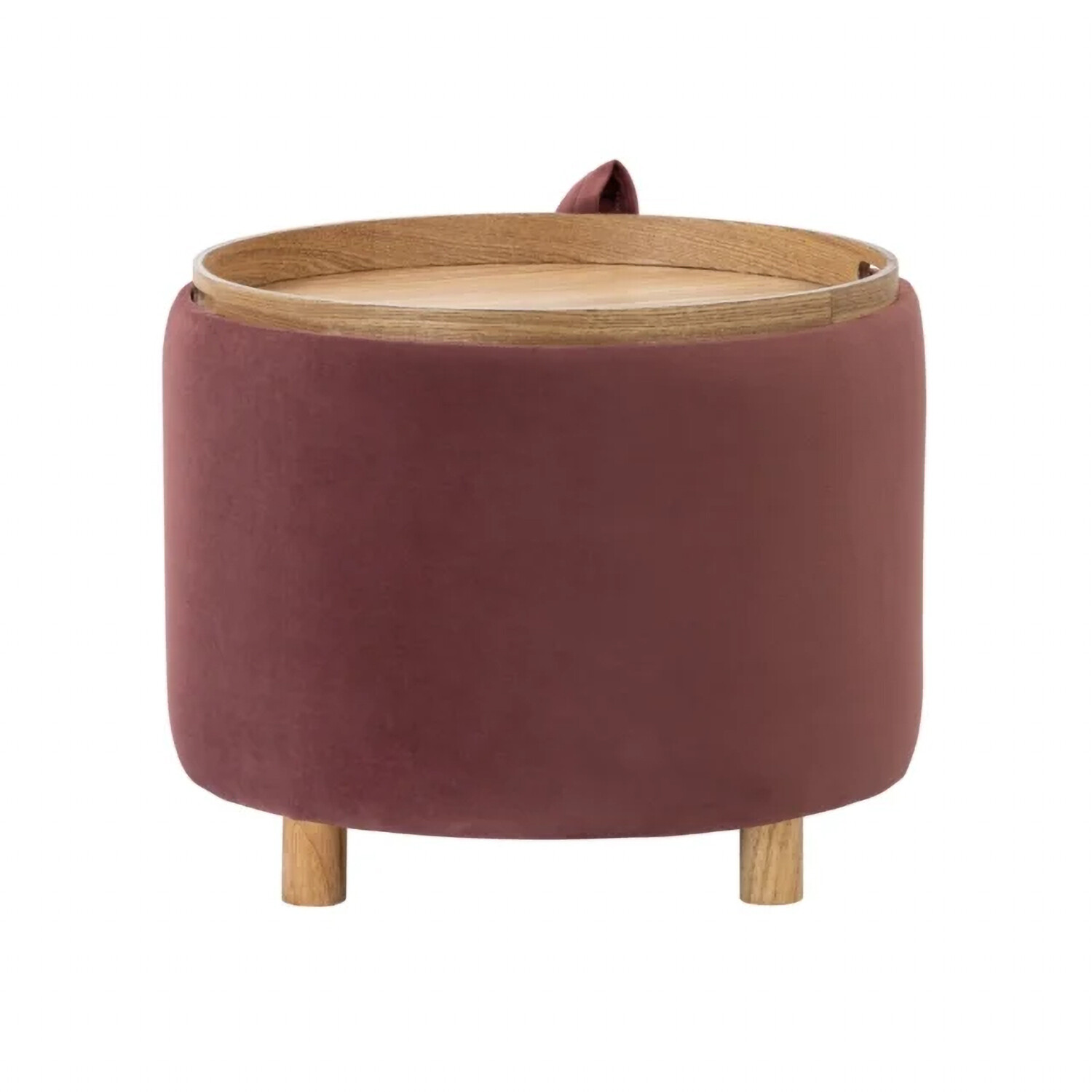 Lottie Storage Tray Ottoman - Raspberry Image 4