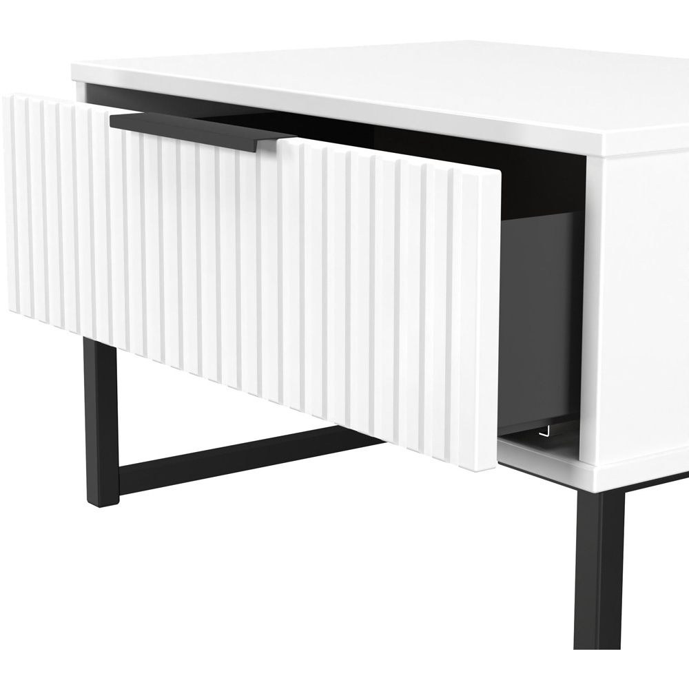 Crowndale Fluted Single Drawer White Matt Wide Side Table Ready Assembled Image 6
