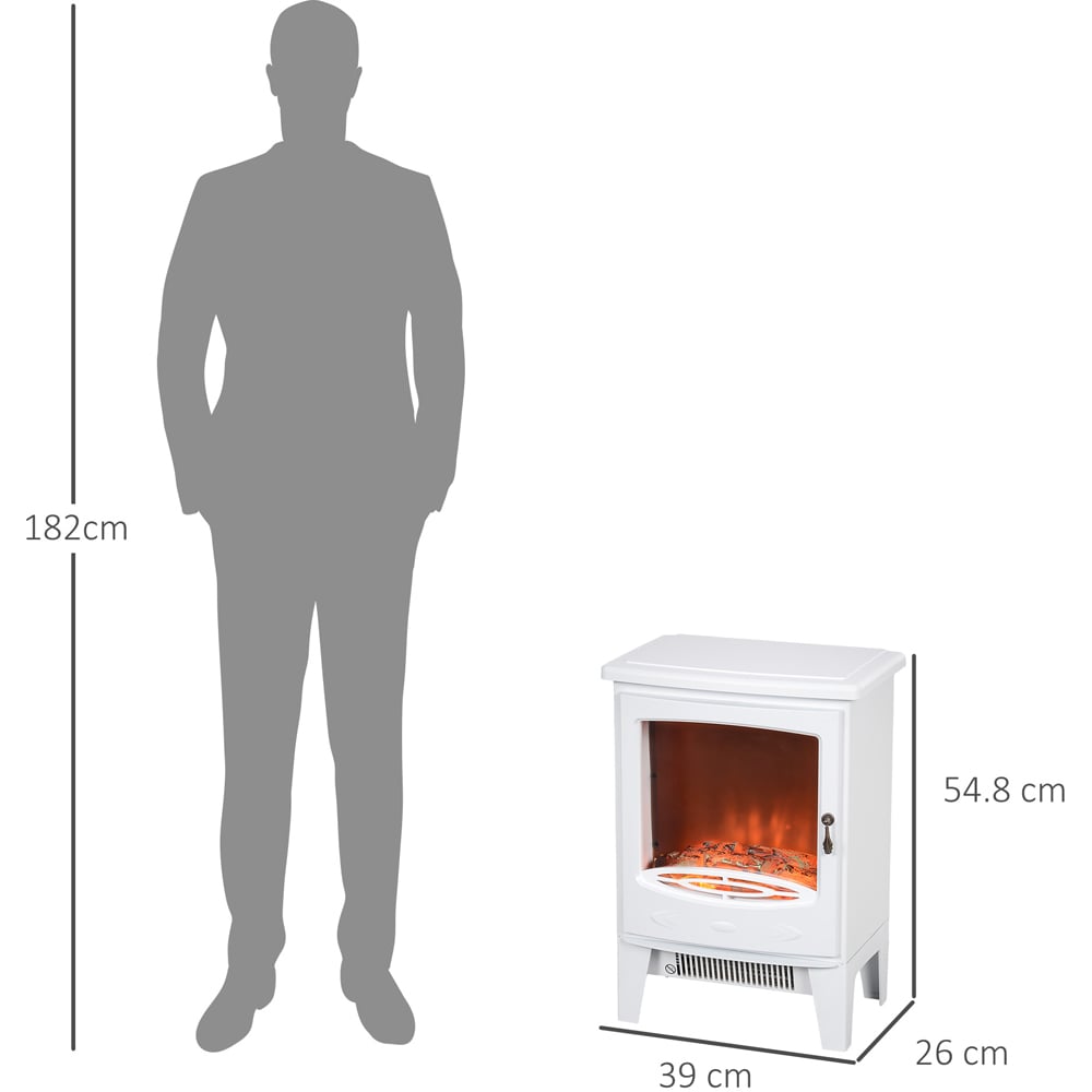 HOMCOM White Freestanding Electric Fireplace Heater with Flame Effect 1850W Image 7