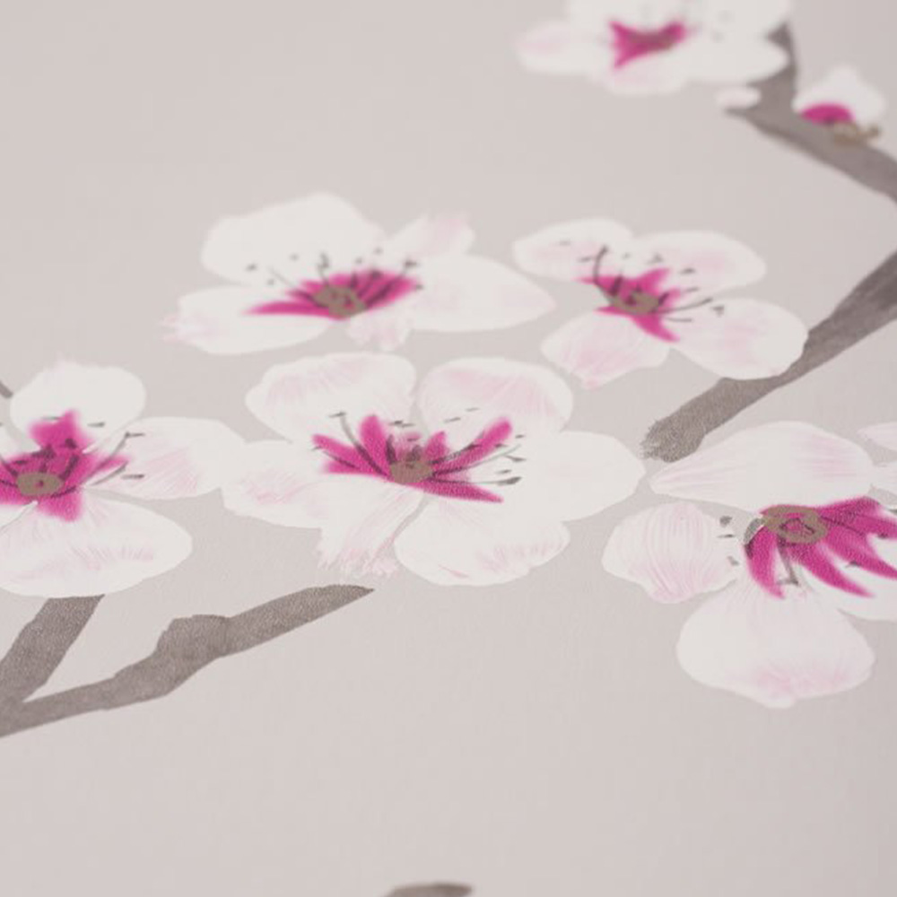 Fresco Apple Blossom Grey and Pink Wallpaper Image 2
