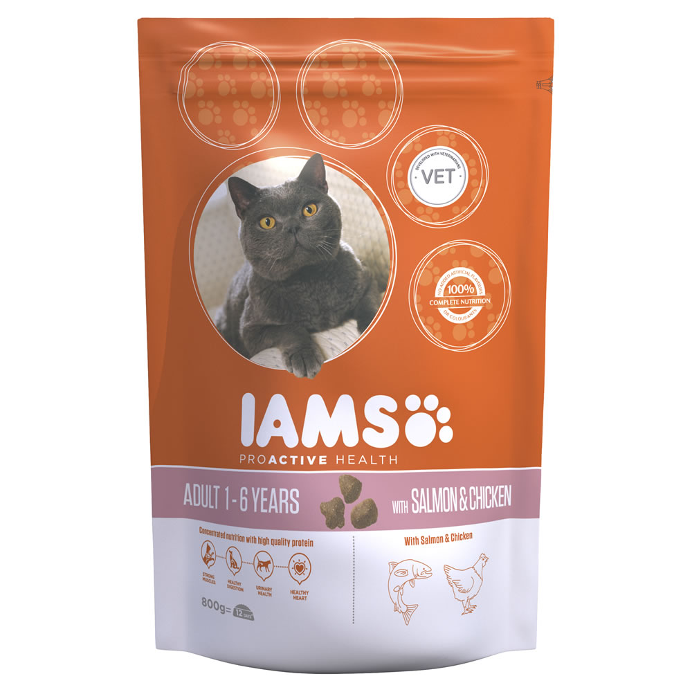 Iams Salmon and Chicken Cat Food 800g Image