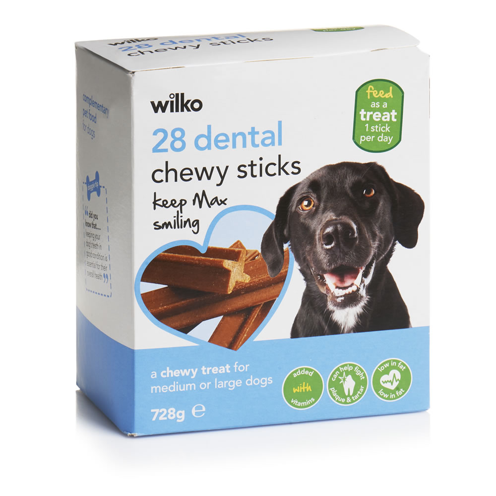Wilko 28 pack Chewy Dental Sticks Dog Treats Image 1