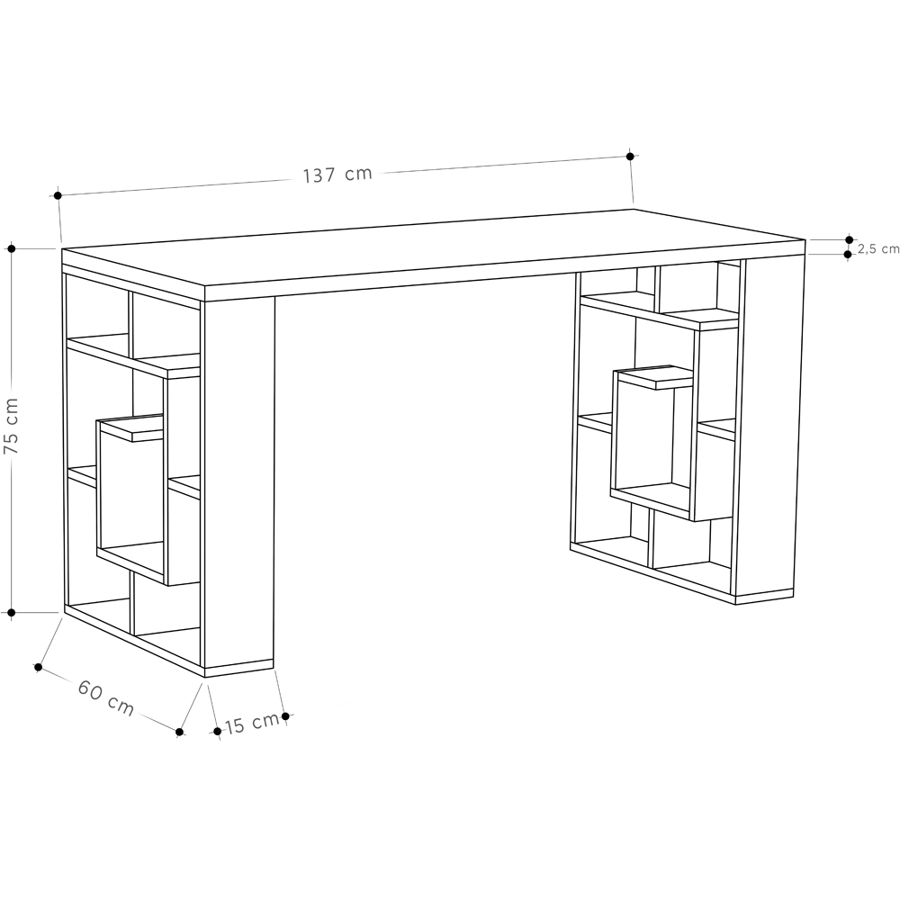 Decortie Labirent Bookshelf Leg Modern Computer Desk White and Anthracite Grey Image 5