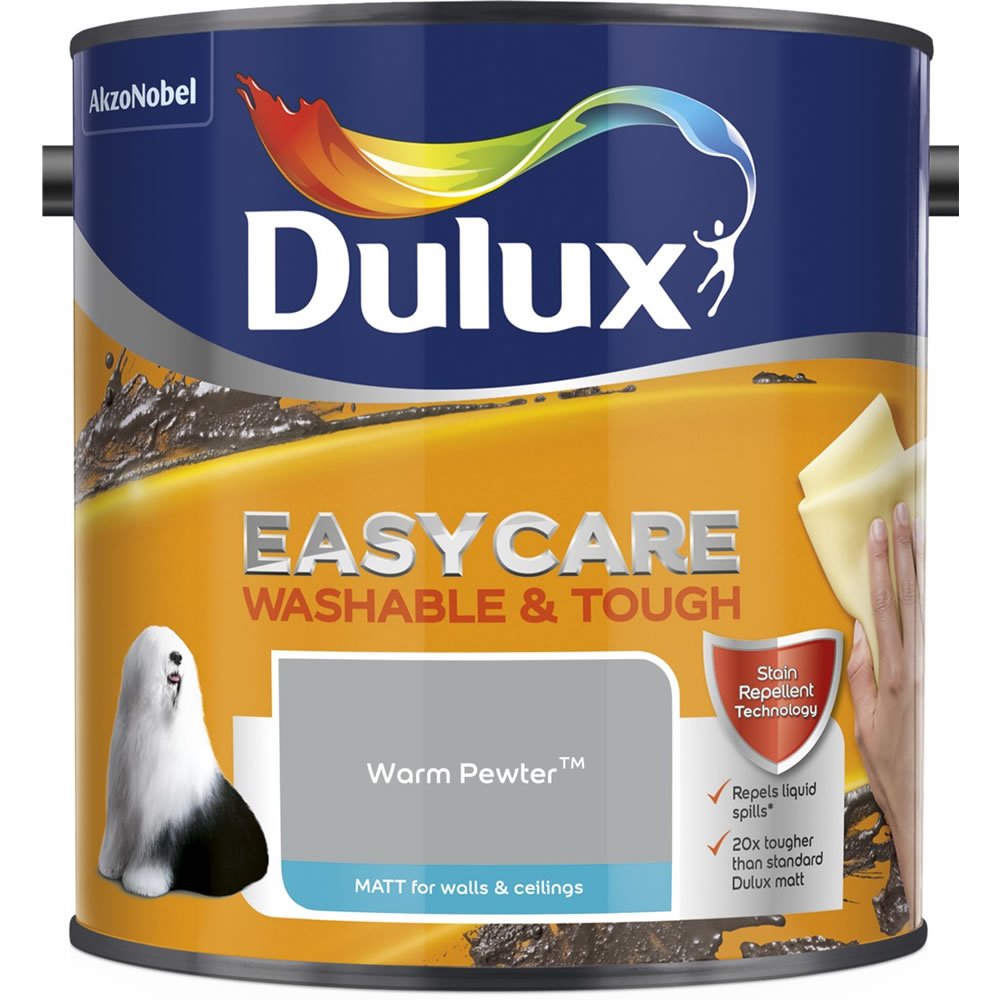 Dulux Easycare Washable & Tough Warm Pewter Matt Emulsion Paint 2.5L Image 2