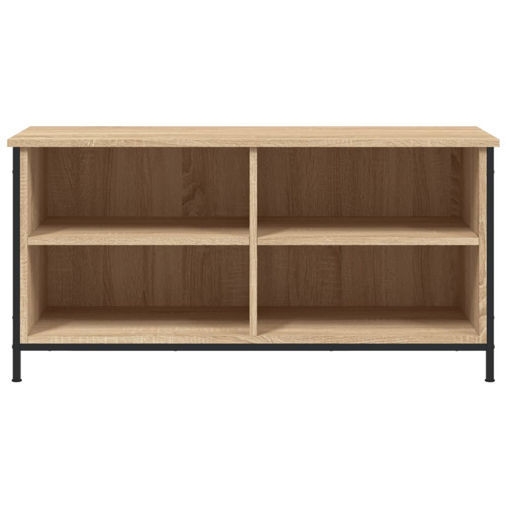 vidaXL 4 Open Shelf Sonoma Oak and Black TV Cabinet Image 4