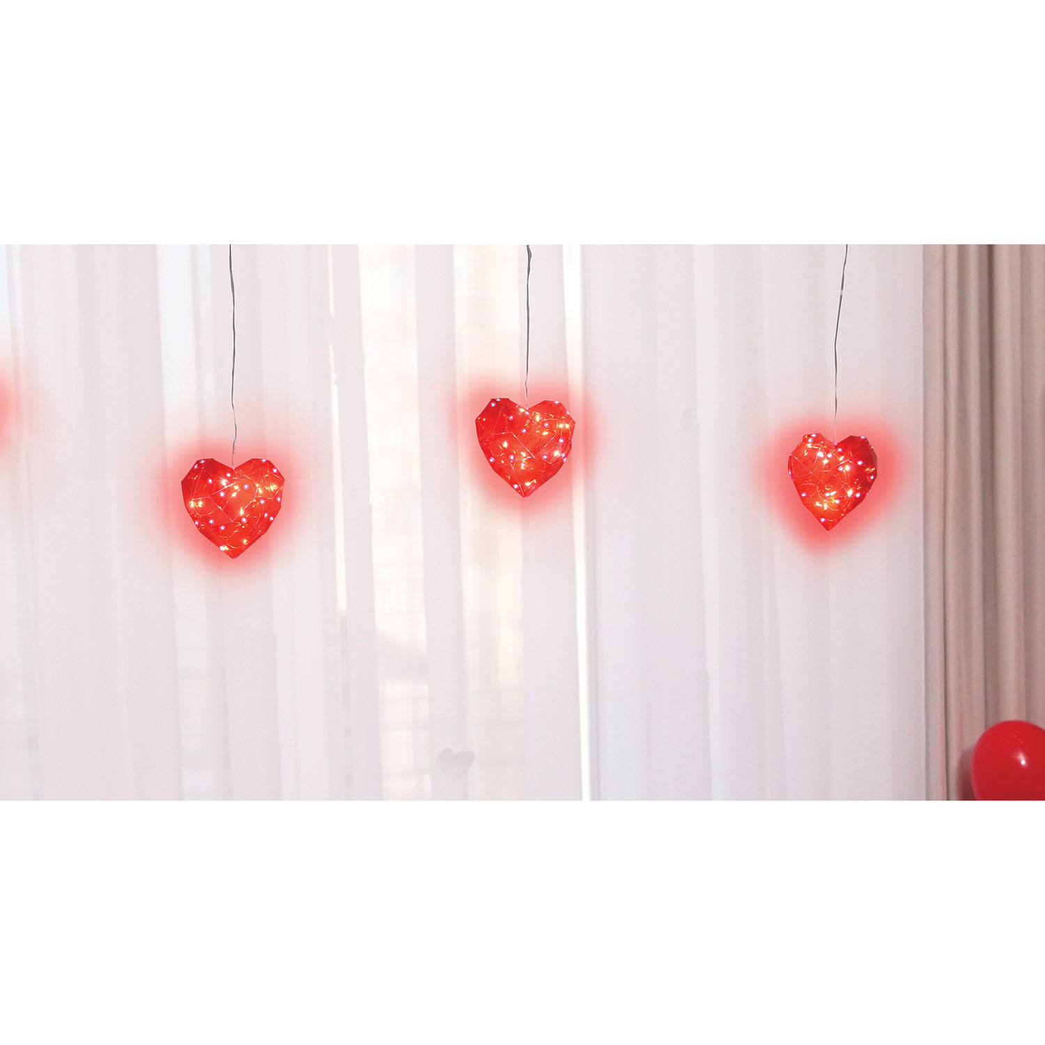 Iridescent Heart Curtain Light - Red Image 3