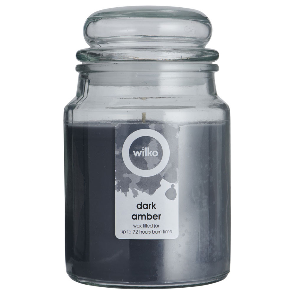 Wilko Dark Amber Scented Jar Candle Image 1