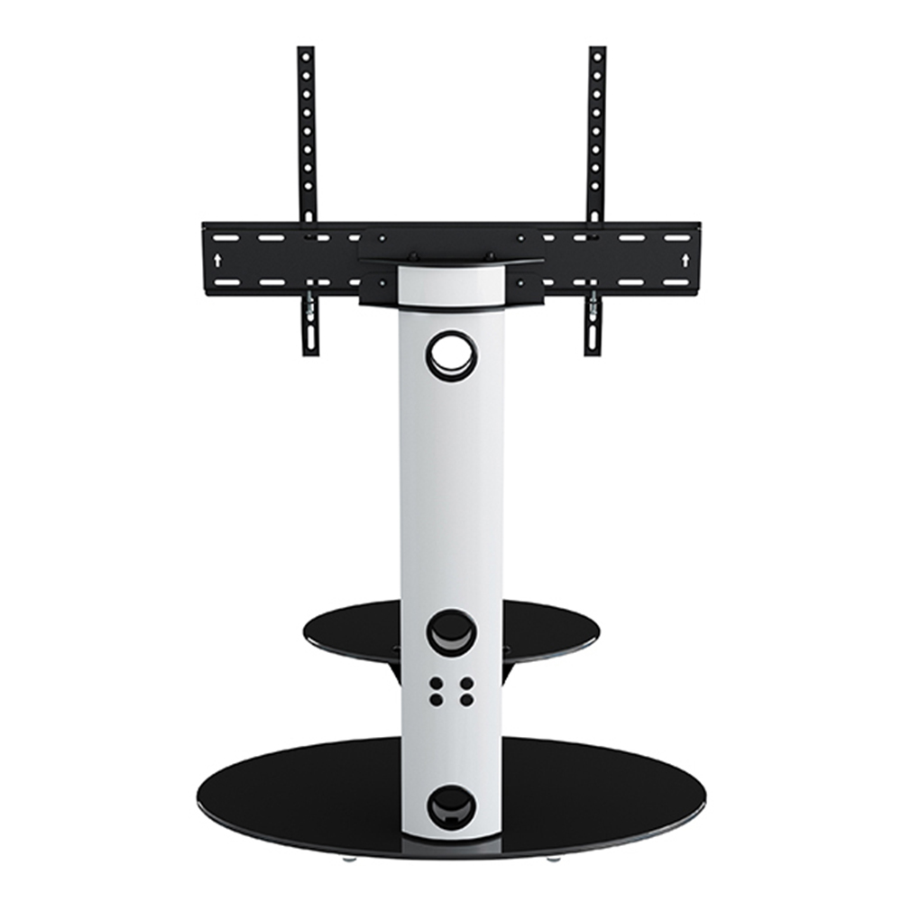 AVF Lugano Satin White and Black Glass Oval Pedestal TV Unit Image 6
