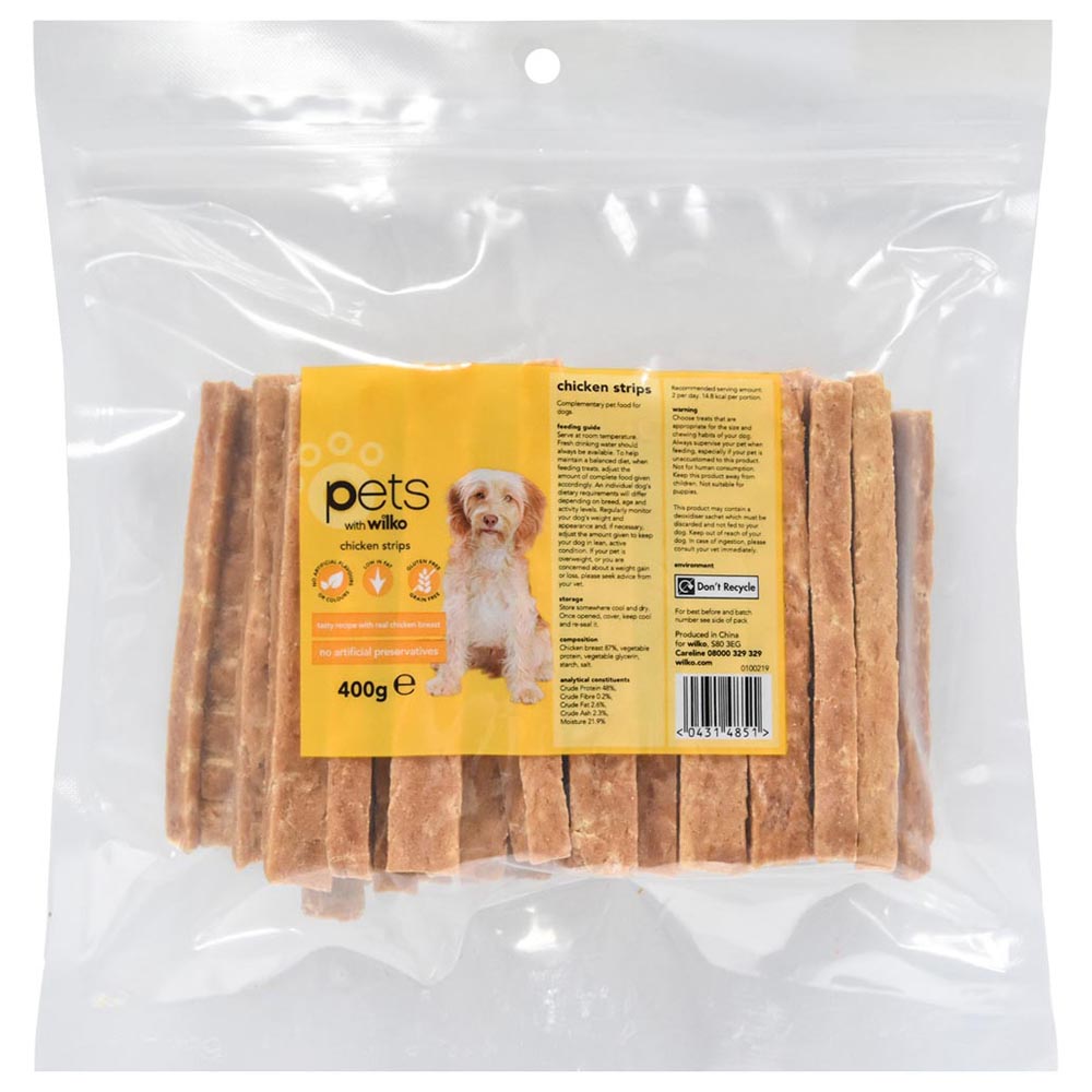 Wilko Value Pack Chicken Strips Dog Treats 400g Image 1