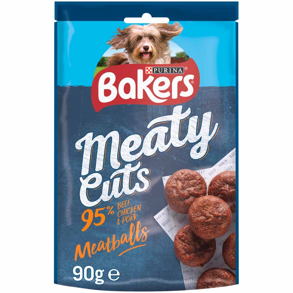 Bakers Meaty Cuts Dog Treats Meatballs 90g Image 1
