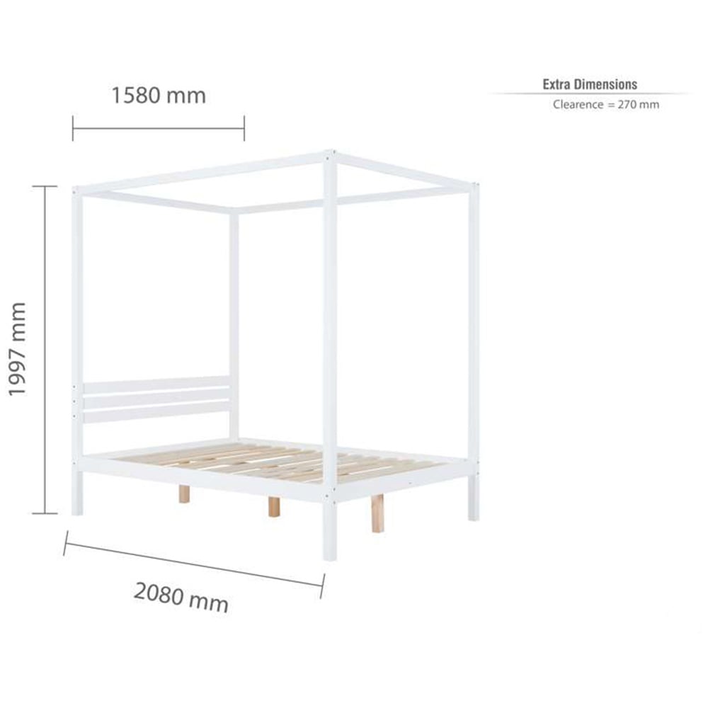 Mercia King Size White Solid Pine 4 Poster Bed Frame Image 9