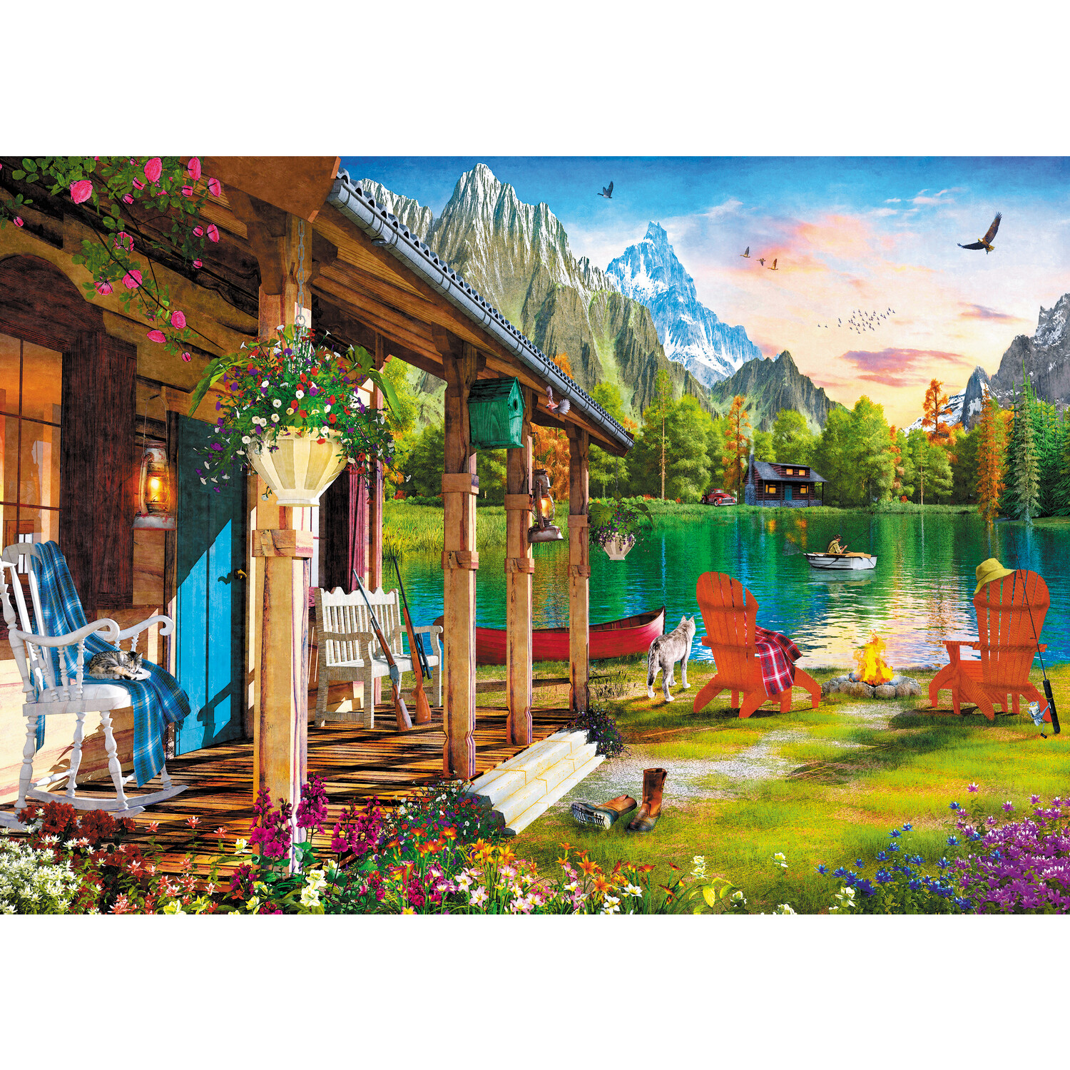 500 Piece Cottage or Dog Jigsaw Puzzle  - Multicolour Image 4