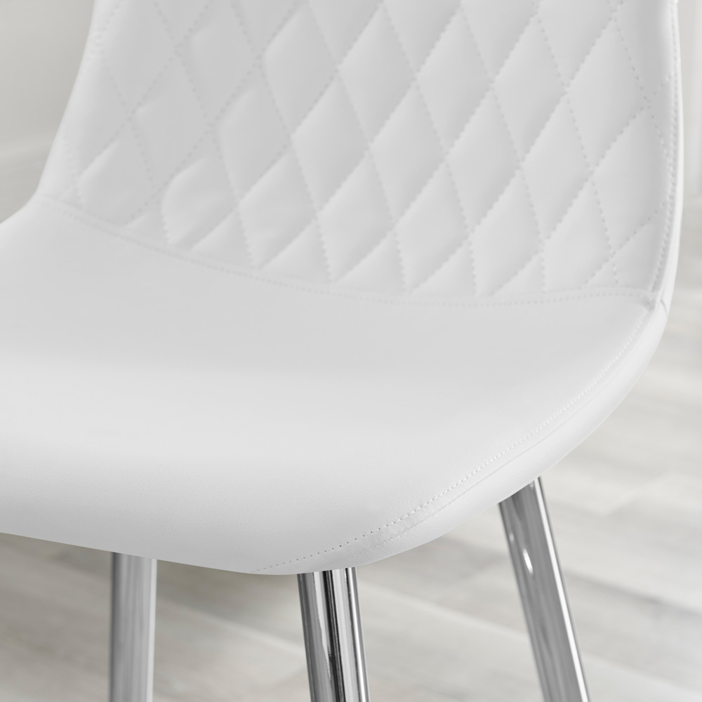 Furniturebox Solara White and Silver Faux Leather Bar Stool Set of 2 Image 2